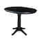 International Concepts Round 36 in Rd Top Pedestal Table, 12 in Leaf, 34.9 inH, Adjustable Height, Black, 36 W, 48 L, Wood K46-36RXT-27B-6B - alternate 4
